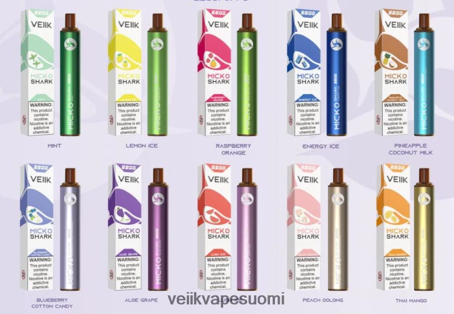 VEIIK Micko Shark 2200 suihketta kertakäyttöinen vape kynä 10 kpl useita makuja Z44R4853 | VEIIK Vape Price