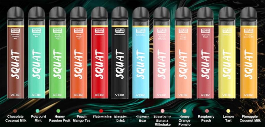 VEIIK Squat Mesh 1800 puhallusta kertakäyttöinen vape kynä 10 kpl useita makuja Z44R4854 | VEIIK E Liquid